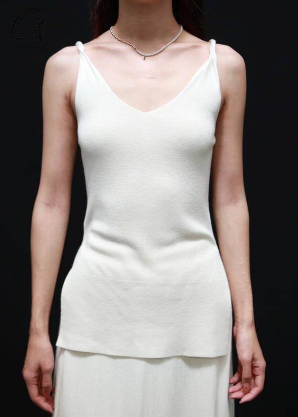 SWAYING 24 Early Fall Bamboo Cashmere Twist Camisole SW-SW24PF1T41-BAI White